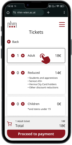 Ticketauswahl-Bildschirm